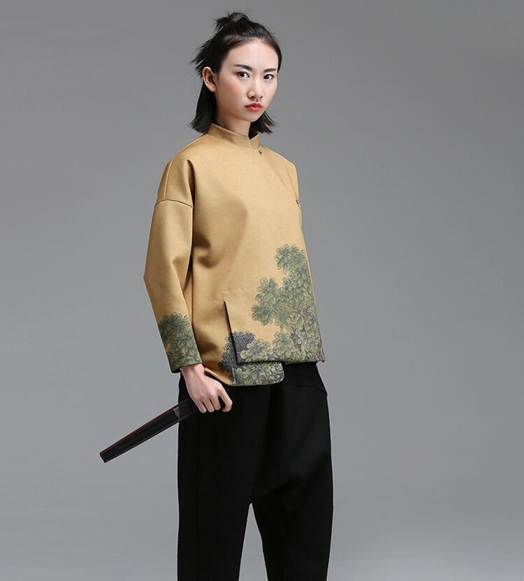 匠心啟航閱讀立領(lǐng)斜襟落肩袖不對(duì)稱中式改良唐裝