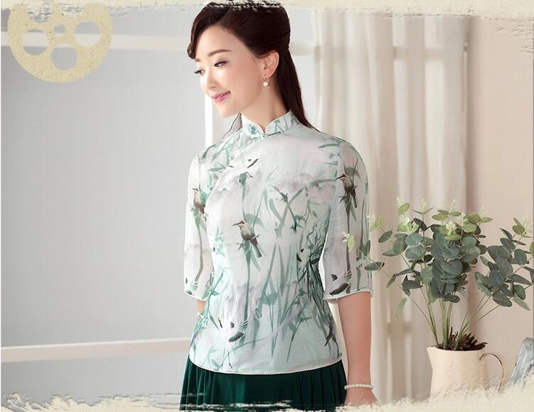 七分袖唐裝匠心啟航閱讀上衣