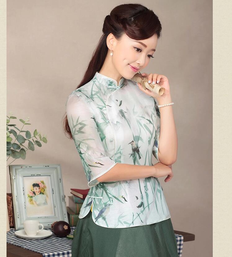 七分袖唐裝匠心啟航閱讀上衣