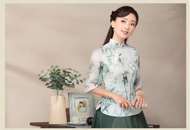 七分袖唐裝匠心啟航閱讀上衣