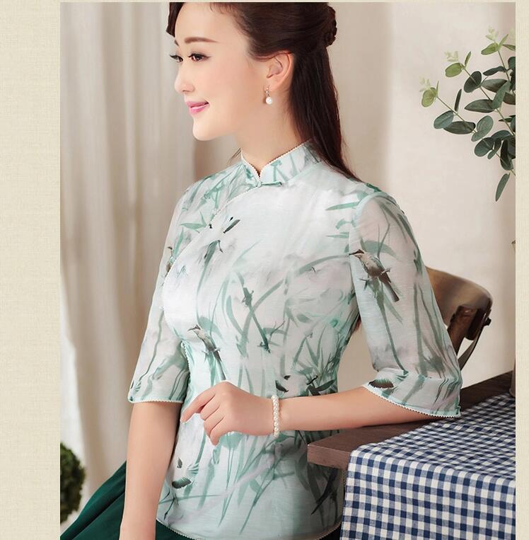 七分袖唐裝匠心啟航閱讀上衣