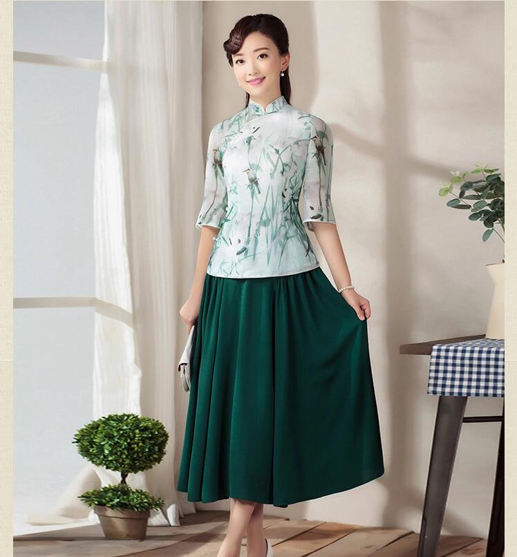 七分袖唐裝匠心啟航閱讀上衣