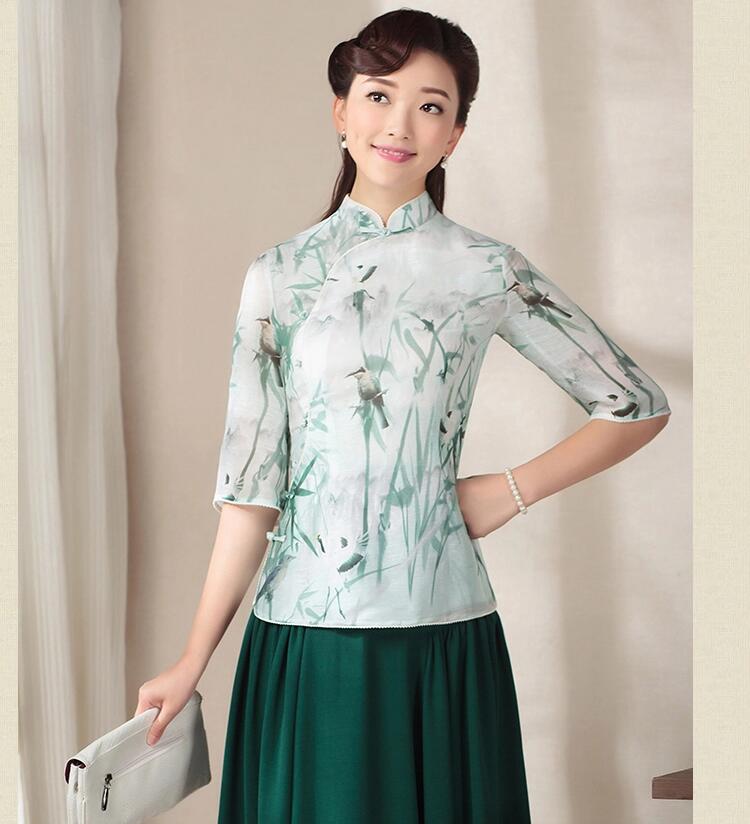 七分袖唐裝匠心啟航閱讀上衣