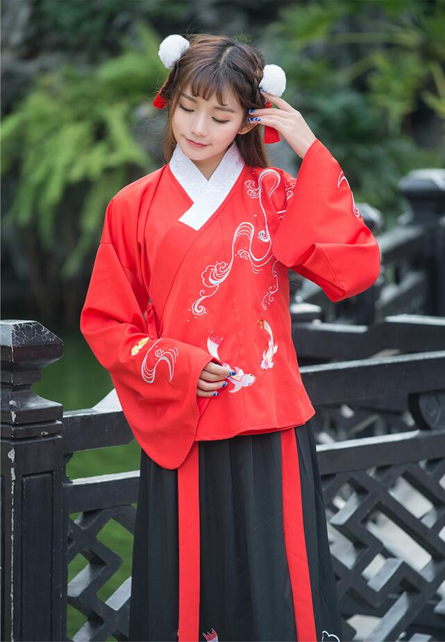 改良匠心啟航閱讀襖裙刺繡花襦裙古裝圖片