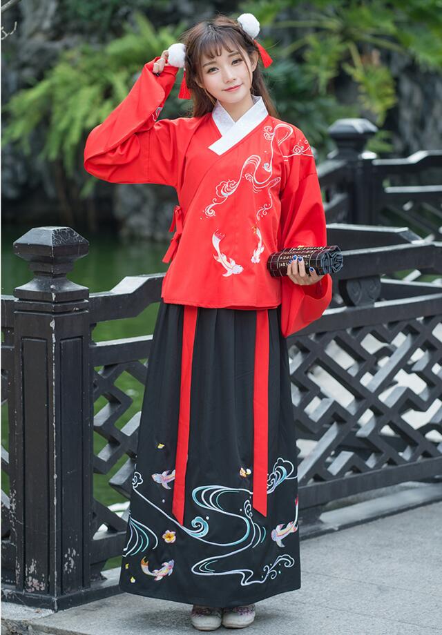 改良匠心啟航閱讀襖裙刺繡花襦裙古裝圖片