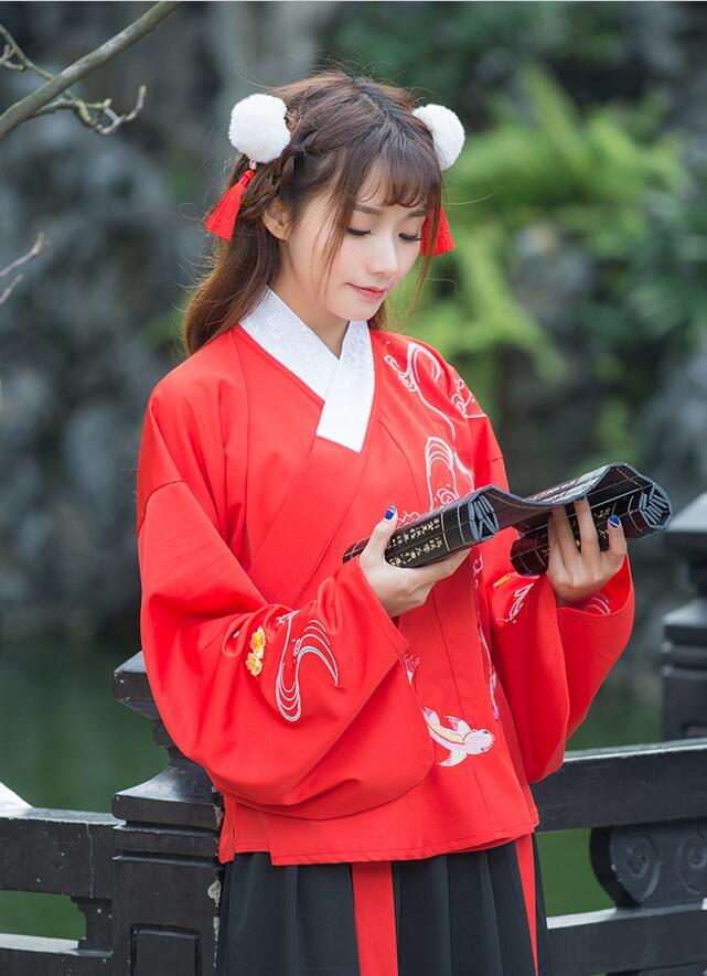 改良匠心啟航閱讀襖裙刺繡花襦裙古裝圖片