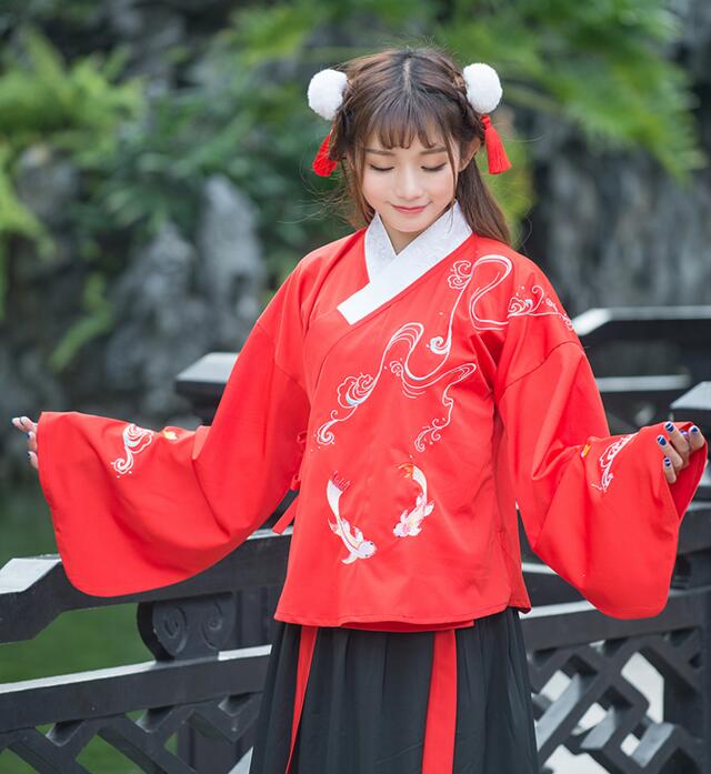 改良匠心啟航閱讀襖裙刺繡花襦裙古裝圖片