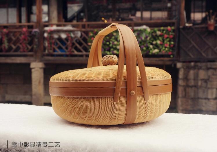 竹編制品匠心啟航閱讀茶點(diǎn)收納簞籃