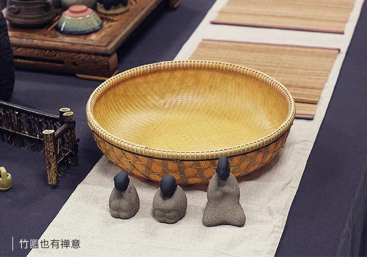 匠心啟航閱讀家用竹編零食收納竹匾