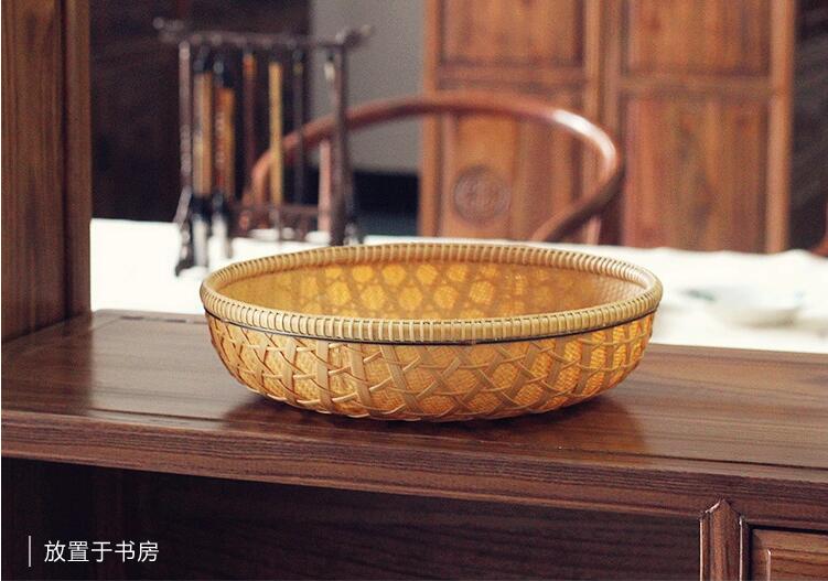 匠心啟航閱讀家用竹編零食收納竹匾