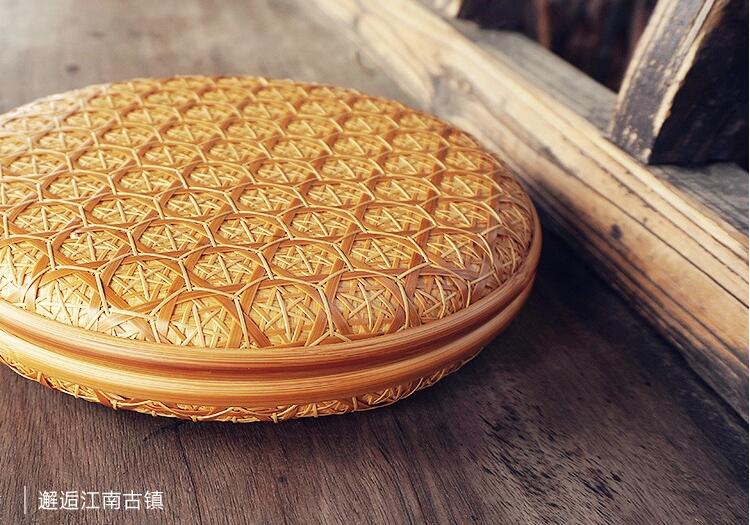 匠心啟航閱讀家用竹編茶點(diǎn)收納雪花簞