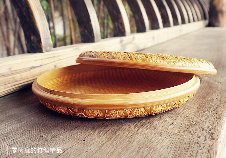 匠心啟航閱讀家用竹編茶點(diǎn)收納雪花簞