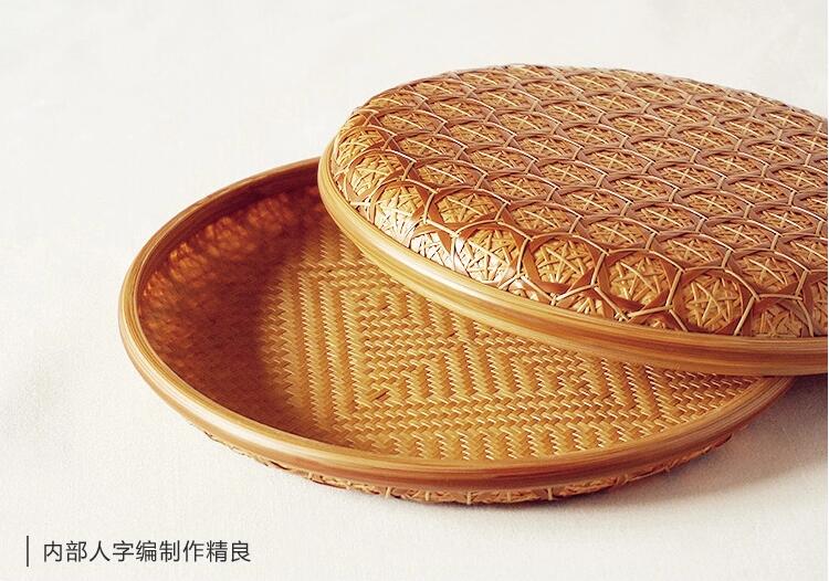 匠心啟航閱讀家用竹編茶點(diǎn)收納雪花簞