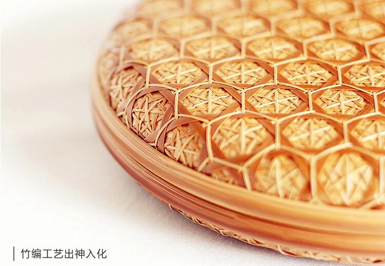 匠心啟航閱讀家用竹編茶點(diǎn)收納雪花簞