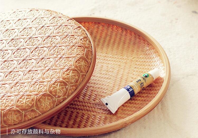 匠心啟航閱讀家用竹編茶點(diǎn)收納雪花簞