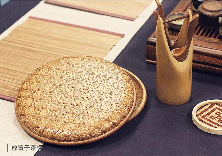 匠心啟航閱讀家用竹編茶點(diǎn)收納雪花簞