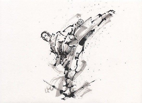 日本勝亦勇水墨功夫中華武術插畫（一）