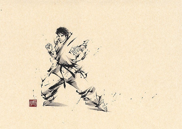 日本勝亦勇水墨功夫中華武術插畫（一）