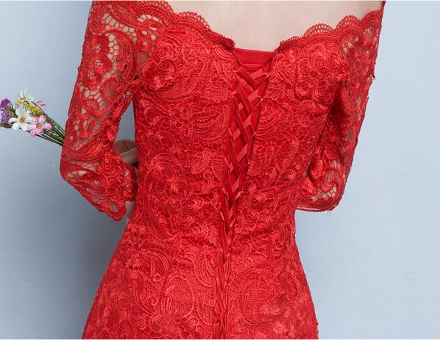 夏季性感魚(yú)尾長(zhǎng)款紅色結(jié)婚中式禮服