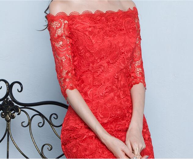 夏季性感魚(yú)尾長(zhǎng)款紅色結(jié)婚中式禮服