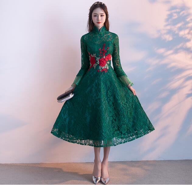 匠心啟航閱讀盤扣蘇繡印花中式禮服