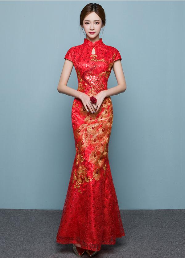 性感魚尾刺繡匠心啟航閱讀嫁衣中式禮服