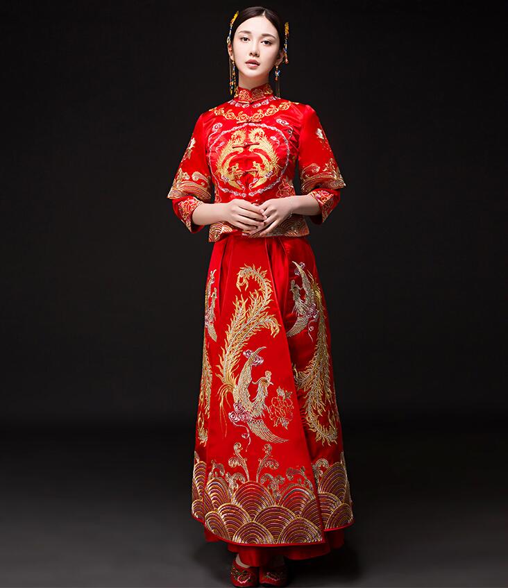 匠心啟航閱讀刺繡龍鳳褂新娘中式禮服