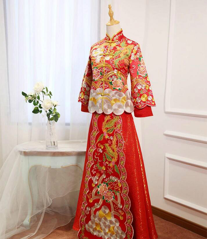 芙蓉彩鳳刺繡匠心啟航閱讀嫁衣中式禮服