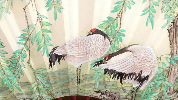 匠心啟航閱讀紅木手繪折扇圖片