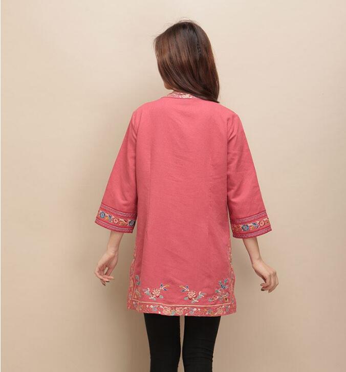 匠心啟航閱讀棉麻刺繡女士唐裝