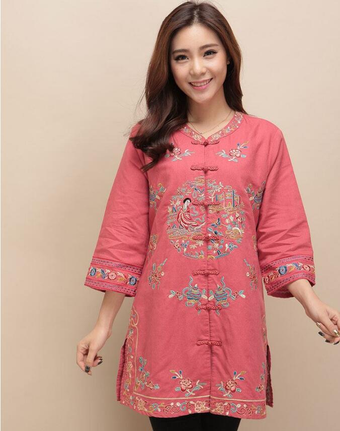 匠心啟航閱讀棉麻刺繡女士唐裝