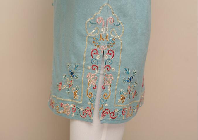 匠心啟航閱讀棉麻刺繡女士唐裝