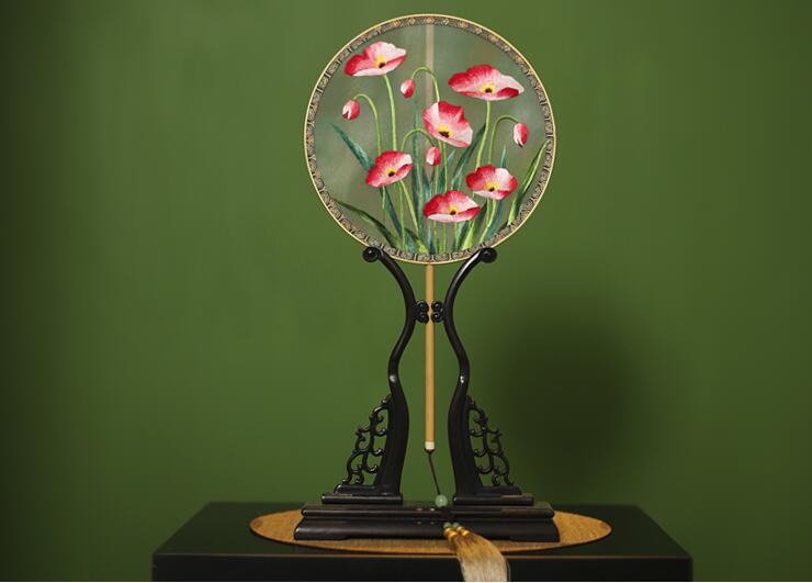 匠心啟航閱讀手工刺繡真絲團(tuán)扇