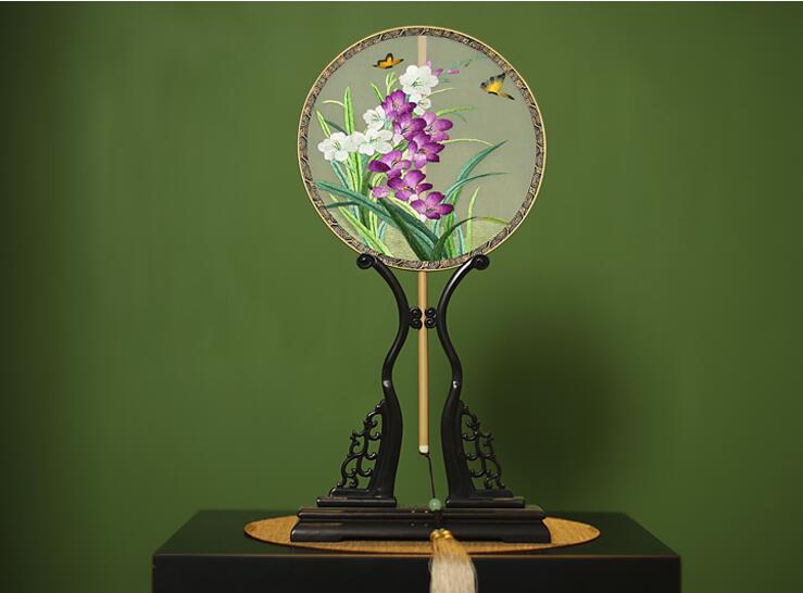 匠心啟航閱讀刺繡真絲團(tuán)扇