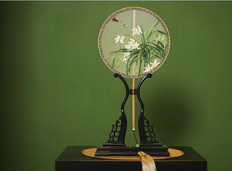 匠心啟航閱讀刺繡真絲宮扇