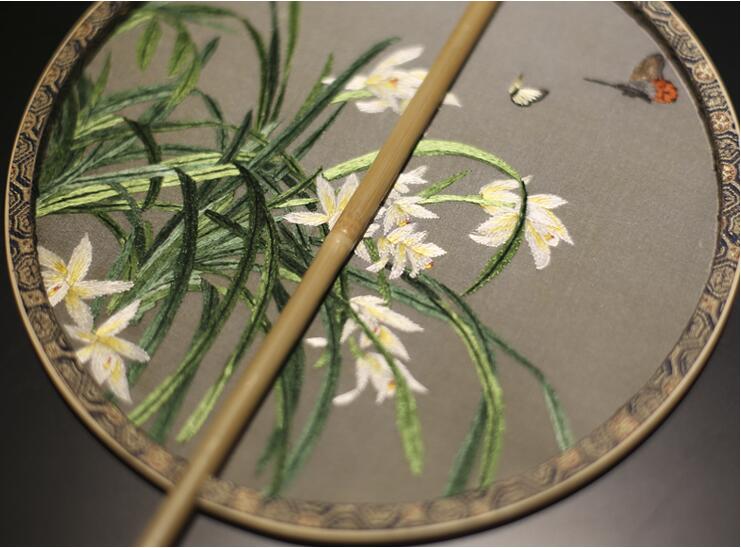 匠心啟航閱讀刺繡真絲宮扇