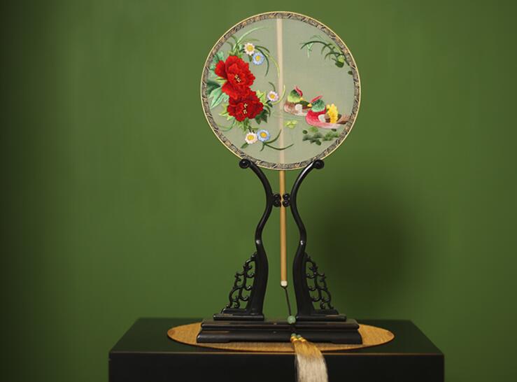 匠心啟航閱讀刺繡真絲宮扇