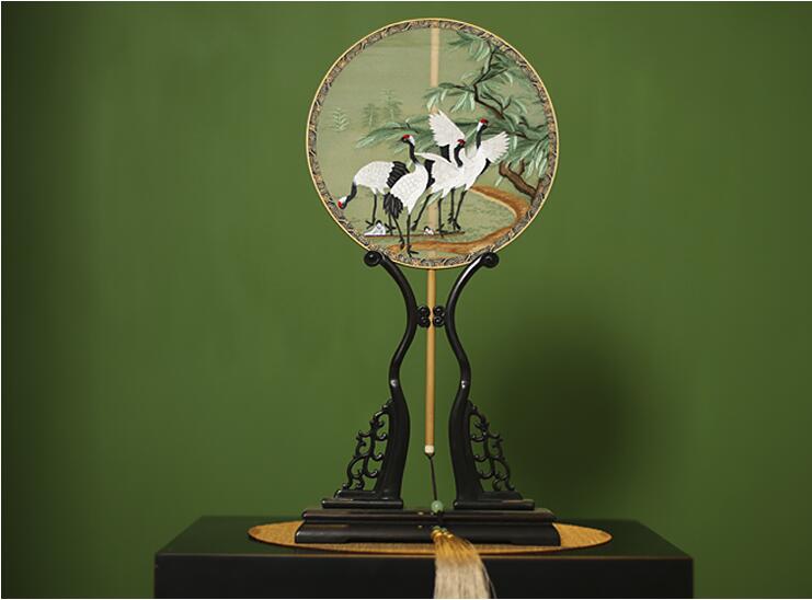 匠心啟航閱讀刺繡真絲宮扇