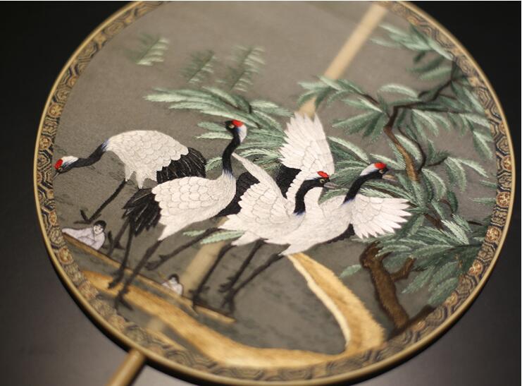 匠心啟航閱讀刺繡真絲宮扇