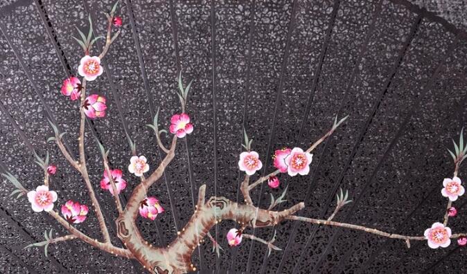 匠心啟航閱讀烏木扇雕刻拉花折扇