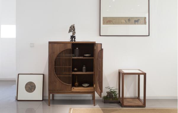 黑胡桃家具璞木禪意中式柜子。