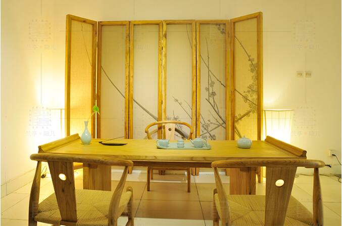 中式手繪麻布花鳥(niǎo)屏風(fēng)圖片