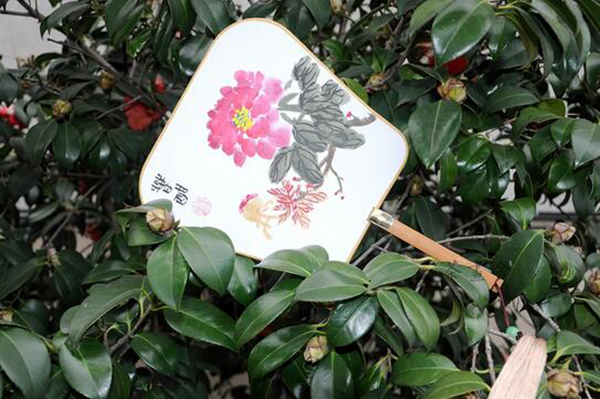 漢文化漢服配飾國(guó)畫牡丹絹面團(tuán)扇