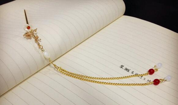 銅鍍金樹枝貝殼花古典匠心啟航閱讀流蘇簡約簪