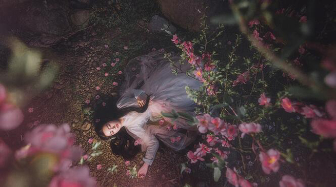 古裝女子攝影照片，桃樹為誰種