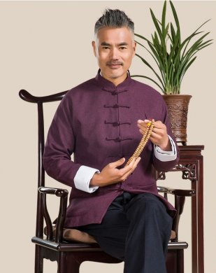 經典國風棉麻長袖男士唐裝外套