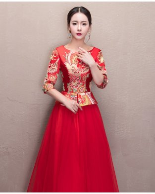 優(yōu)雅修身新娘禮服，唯美中式禮服