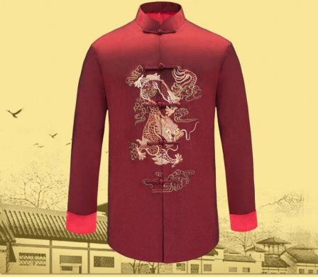 時(shí)尚匠心啟航閱讀喜慶繡龍男士唐裝