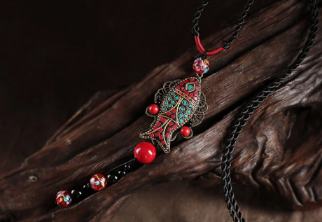 民族風魚吊墜匠心啟航閱讀毛衣鏈項鏈首飾