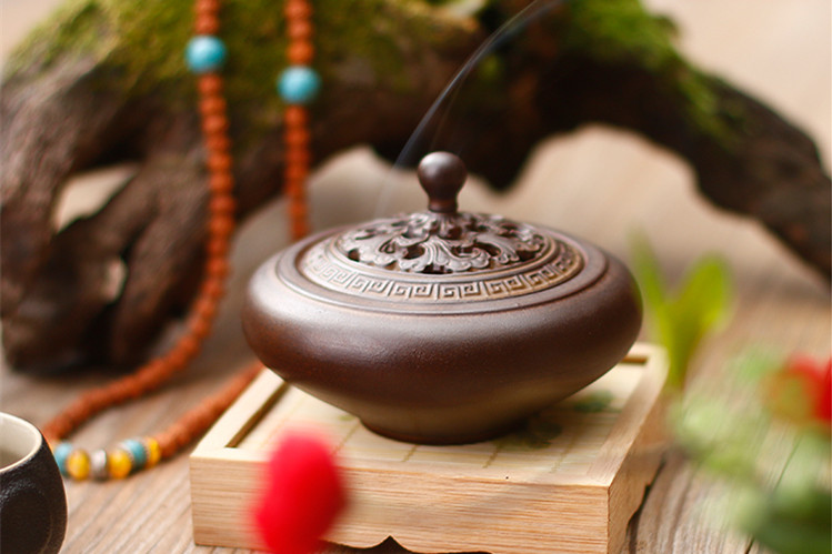 古典創(chuàng)意黑陶香薰?fàn)t，家用居室供佛仿古熏香爐